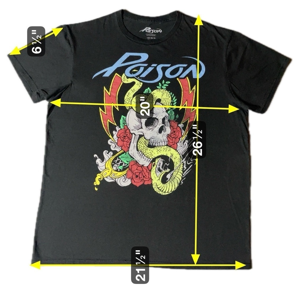 Poison Glam Metal Band T-Shirt Black Size Large Short Sleeve 80s - Picture 2 of 4